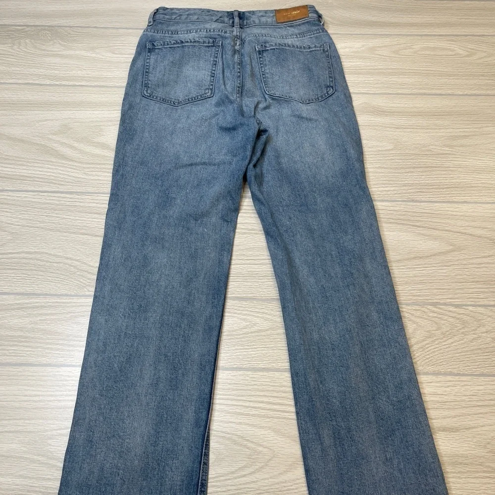 Kate Spade Straight High Waist Ooh La La Crop Raw Hem Blue Denim Jeans Size 26